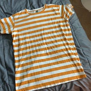 Wild Fable Yellow + Cream Striped T-Shirt Dress